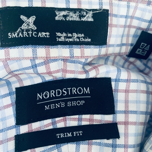 Nordstrom Men’s Shop Trim Fit Plaid Button Up Shirt Size 16.5 32/33 - Picture 5 of 7